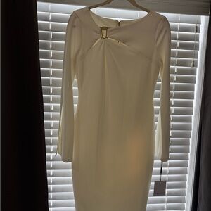 Calvin Klein Cream Long Sleeve Dress